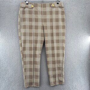 Cato Pants Womens Extra Large Brown Plaid Check Stretch Ankle Office Career Work